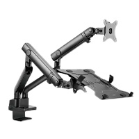 SOPORTE ACTECK ENFORCE MOTION SM636 / PARA MONITOR 17-32 PULG Y LAPTOP 10-15.6 PULG / ROTACION AJUSTABLE / VESA 75-100MM / ADAPTADOR DE ESCRITORIO / MAX 8 KG POR BRAZO / NEGRO / AC-939645