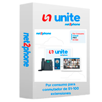 EXTENSION POR CONSUMO - NET2PHONE - PARA CONMUTADOR TELEFONICO EN LA NUBE UNITE DE 51 A 100 USUARIOS - LICENCIA POR USUARIO - RENTA MENSUAL MAS CONSUMO - ENTREGA ELECTRONICA