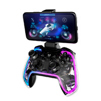 GAMEPAD BALAM RUSH KONTROL GLOW G595 / INALAMBRICO RECARGABLE / BT 5.0 / RGB / VIBRACION DUAL / SOPORTE P CELULAR / ANDROID - IOS - PC WIN - N SWITCH - PS 3-4 / BOTONES PROGRAMABLES / BR-936910