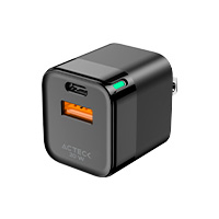 CARGADOR DE PARED ACTECK ENERGON PRIME CP420 / 20 W / CARGA RAPIDA / USB C + USB A / CARGA PD / 1 AÑO DE GARANTIA / NEGRO / AC-935555