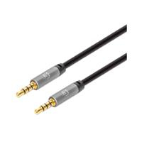 CABLE AUDIO,MANHATTAN,355995, ESTEREO 3.5MM M-M 2.0M NEGRO/ALUMINIO PLATEADO
