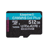 MEMORIA FLASH MICRO SD KINGSTON SDXC CANVAS GO PLUS 512GB 170R UHS-I U3 V30 C/ADAPTADOR SDCG3/512GB