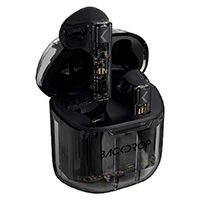 AUDIFONOS INALAMBRICOS TWS BACKDROP TRANSPARENTES/10M / TACTIL COLOR NEGRO