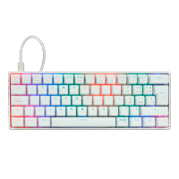 TECLADO MECÁNICO 60% GAME FACTOR KBG560-WH, RGB, TECLAS EXTRAS PINK INTERCAMBIABLES, RED SWITCH, USB BLANCO