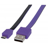 CABLE USB,MANHATTAN,391368, V2 A-MICRO B, BLISTER PLANO 1.0M MORADO/NEGRO