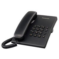 TELEFONO PANASONIC KX-TS500MEB ALAMBRICO BASICO UNILINEA SIN MEMORIAS CONTROL DE VOLUMEN 4 NIVELES REMARCACION ULTIMO NUMERO NEGRO