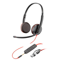 DIADEMA HP POLY 8X229A6 BLACKWIRE C3225 | ALAMBRICA BINAURAL USB-A USB-C Y 3,5 MM REDUCCION DE RUIDO CON MICROFONO CONTROL EN EL CABLE COLOR NEGRO CON NARANJA